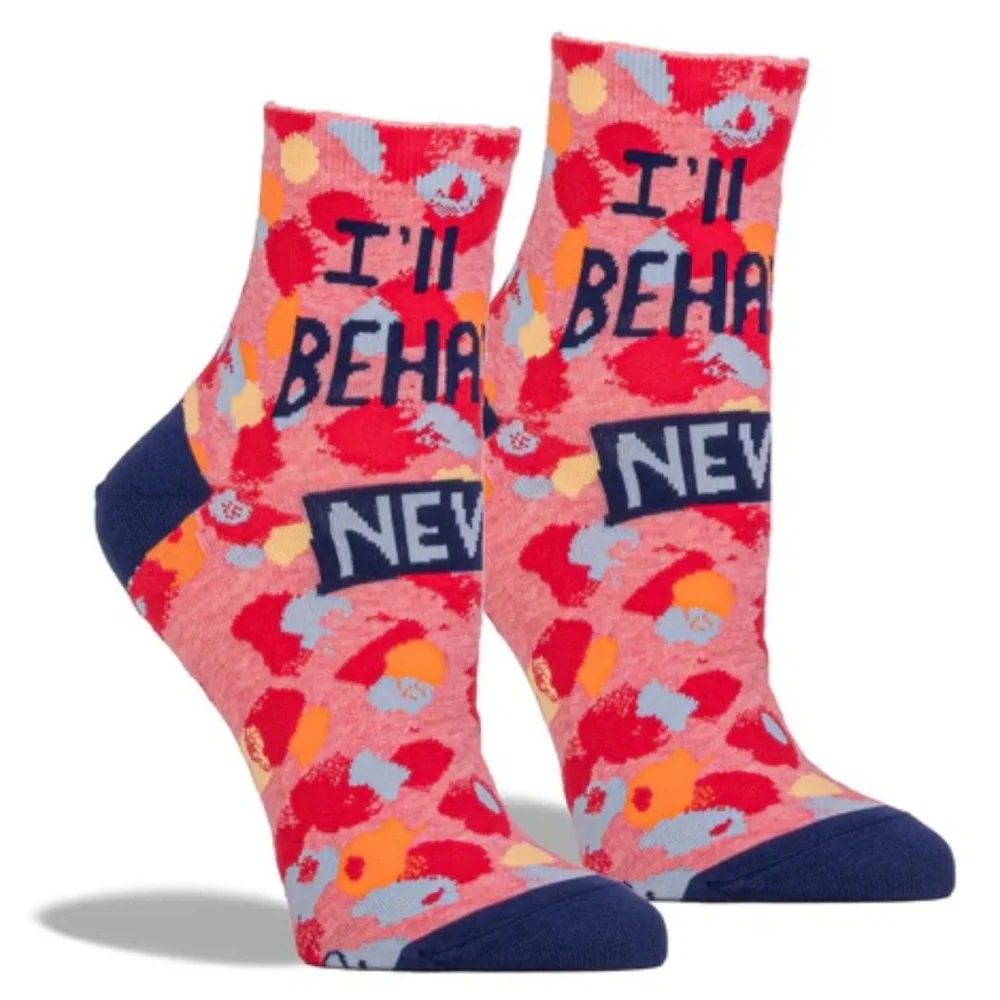 Blue Q I’ll Behave Never Ankle Socks, Women’s